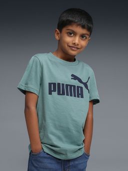 Puma - Essentials No.1 Logo Boys Green Cotton T-shirt
