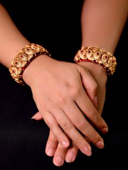 AG'S - Viveka Temple Work Rose Pink Kada (Set of 2)