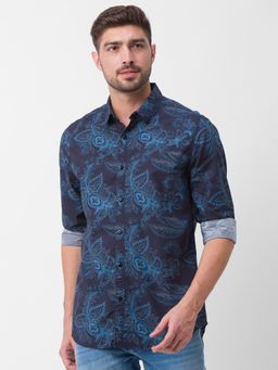 Spykar - Black Cotton Full Sleeve Printed Shirt