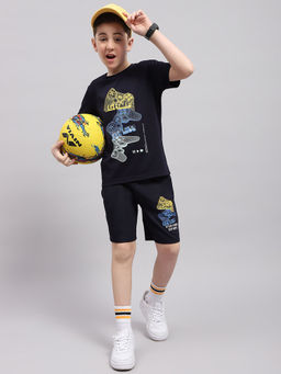 Monte Carlo - Boys Printed Round Neck Yarn Blend Co Ord Set (Set of 2)