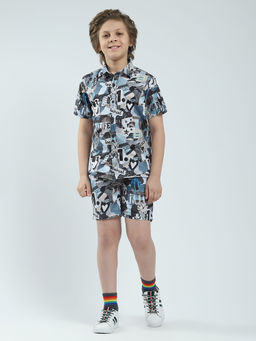 Monte Carlo - Boys Printed Collar Neck Co Ord Set (Set of 2)