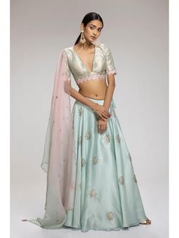 CHHAYA MEHROTRA - Peridot Crop Top with Lehenga and Dupatta