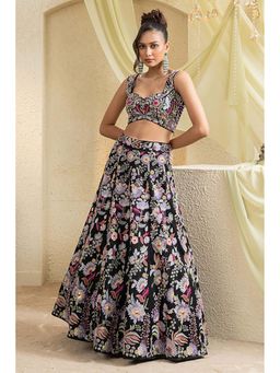 "Two Sisters" by Gyans - Noir Elegance Embroidered Lehenga Set