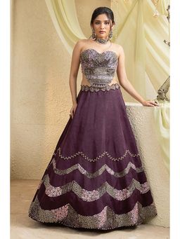 "Two Sisters" by Gyans - Mystic Purple Embroidered Lehenga