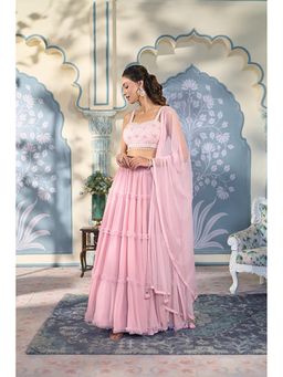 "Two Sisters" by Gyans - Light Pink Lehenga Set With A Pearl Embellished Blouse