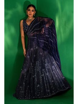 "Two Sisters" by Gyans - Midnight Sparkle Hand-Embellished Lehenga Set