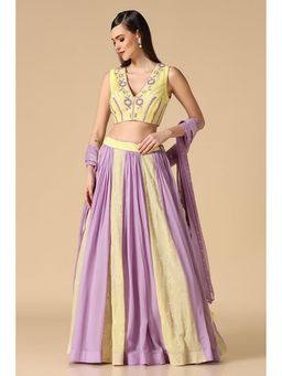 "Two Sisters" by Gyans - Yellow Lehenga With Blouse And Dupatta