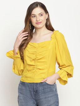 Madame - Yellow Sweet Heart Neck Top