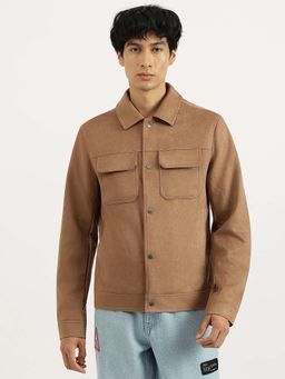 United Colors of Benetton - Brown Regular Fit Spread Collar Solid Trucker Shacket