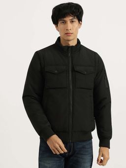 United Colors of Benetton - Black Regular Fit High Neck Solid Utility Wadded Jacket