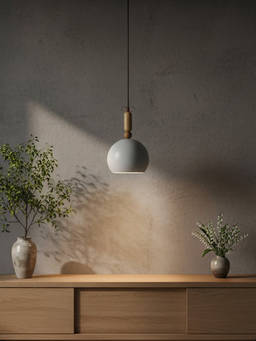 Whispering Homes - Wood Hanging Pendant Light - White