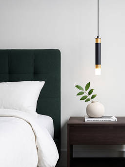 Whispering Homes - Minimalist Linear Strip Pendant Lamp- Black