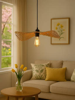 Whispering Homes - Spiderweb Bamboo Hanging Pendant Lamp