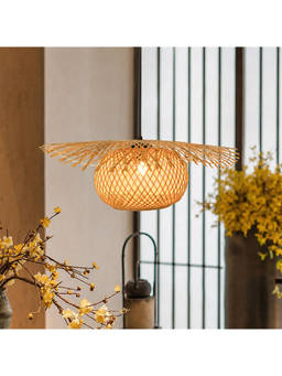 Whispering Homes - Spiderweb Globe Bamboo Hanging Pendant Lamp