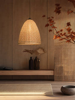 Whispering Homes - Artisan Handmade Conical Pendant Lamp - Beige
