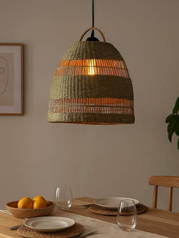 Whispering Homes - Natural Sabai Grass Basket Pendant Lamp