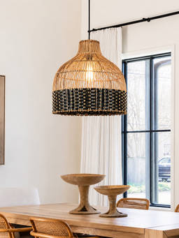 Whispering Homes - Long Bell Rattan Pendant Lamp