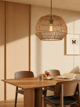 Whispering Homes - Dome Stripe Pendant Bamboo Lamp