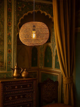 Whispering Homes - Orbicular Rattan Hanging Pendant Lamp