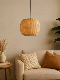 Whispering Homes - Mid Century Wicker Pendant Lamp