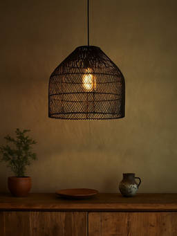 Whispering Homes - Rattan Crossed Cane Hanging Pendant Lamp