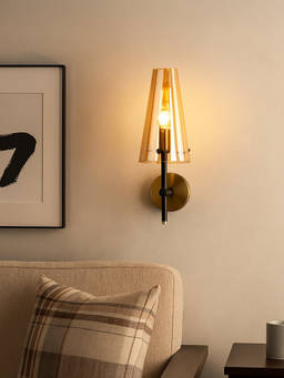 Whispering Homes - Twilight Torch Conical Glass & Metal Wall Lamp
