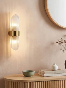 Whispering Homes - Modern Crystal Glass & Metal Wall Lamp