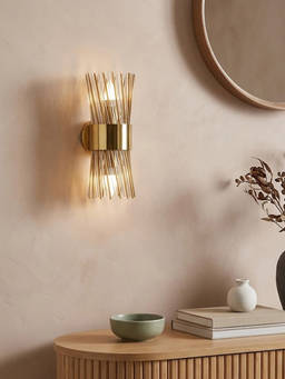 Whispering Homes - Modern Gold Crystal Glass & Metal Wall Lamp