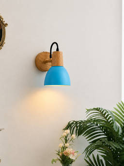 Whispering Homes - Dome Wooden Wall Lamp - Blue