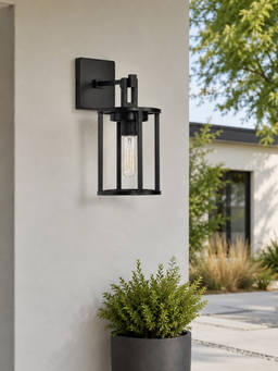 Whispering Homes - Outdoor Porch Wall Lamp - Black