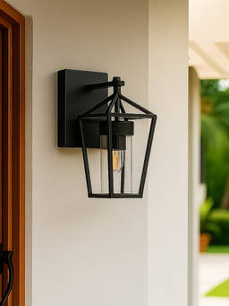 Whispering Homes - Outdoor Porch Dome Wall Lamp - Black