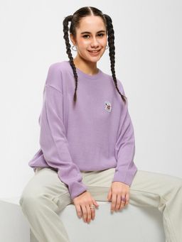 Bewakoof - Women's Lilac Printed Oversized Sweater