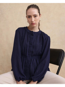 RAREISM - Navy Blue Lille Self Design Top