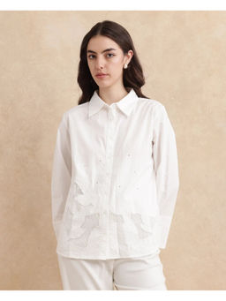 RAREISM - White Quitti Self Design Regular Shirt