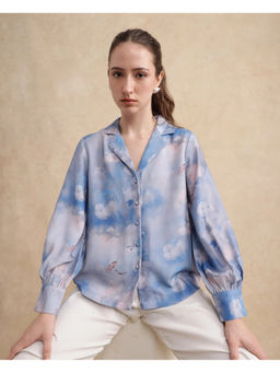 RAREISM - Blue Setecannet Floral Print Regular Shirt