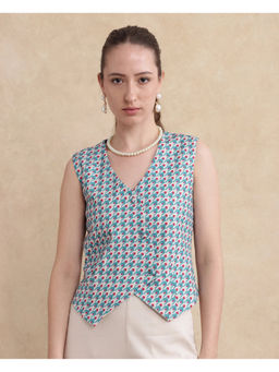 RAREISM - Multi-Color Printed Houndstooth Waist Coat