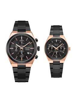 Alexandre Christie - Black Couple Chronograph Quartz Watches (Pack of 2) 8697MCBFBRBA (M)