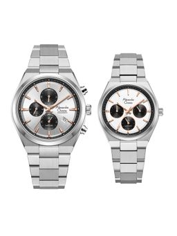 Alexandre Christie - Silver Couple Chronograph Quartz Watches (Pack of 2) 8697MCBFSSSLRG (M)