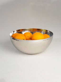 Ellementry - Glossy Silver Metal Bowl