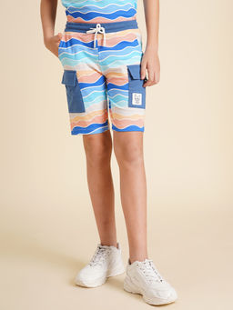 Jack & Jones Junior - Boys Abstract Regular Fit Blue Shorts