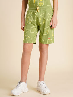Jack & Jones Junior - Boys Abstract Regular Fit Green Shorts