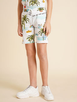 Jack & Jones Junior - Boys Graphic Regular Fit White Shorts