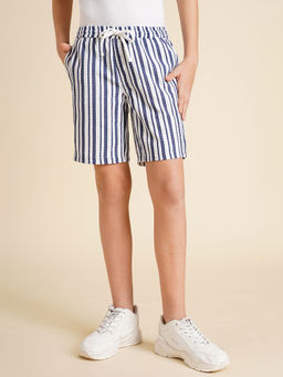 Jack & Jones Junior - Boys Stripes Regular Fit Blue Shorts