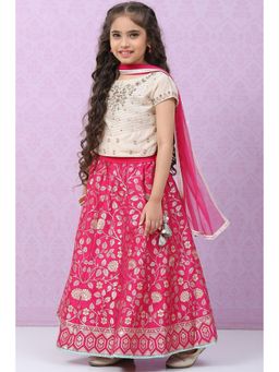 Biba - Ivory Dip Dyed Lehenga (Set of 3)