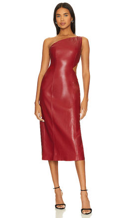 House of Harlow 1960 - X Revolve Bordeaux Faux Leather Midi Dress