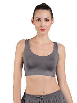 Amante - Grey Non Padded Non-Wired Full Coverage Low Impact Elements Sports Bra