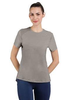 Amante - Grey Round Neck Half Sleeves Energize Active T-shirt
