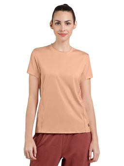 Amante - Cream Round Neck Half Sleeves Flaunt Workout T-Shirt