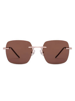 Vincent Chase - Men Square Brown Lens Rimless Polarized and UV Protection Sunglasses -VC S19650