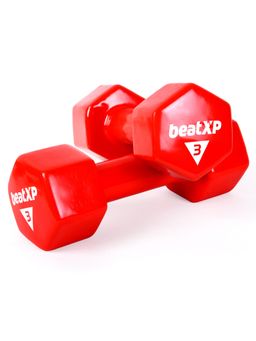 beatXP - Red Vinyl Coated Dumbbells (Pack of 2) for Men & Women 3 Kg